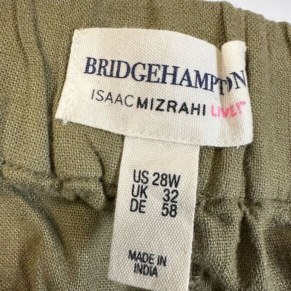 NWOT Isaac Mizrahi Bridgehampton  Olive Green Linen Pants with Fringe Hem - 28 - Picture 4 of 8